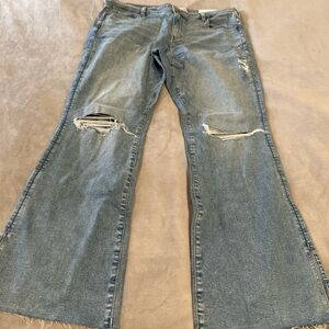American Eagle Outfitters Light Blue Distressed Flare Jeans